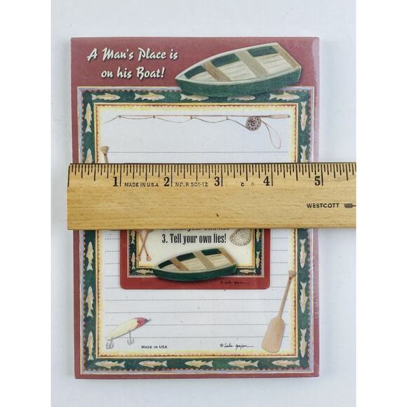 LINDA GRAYSON MAGNETIC NOTE PAD Fishing Rules Bait Hook Man's Place on Boat USA - Picture 8 of 8